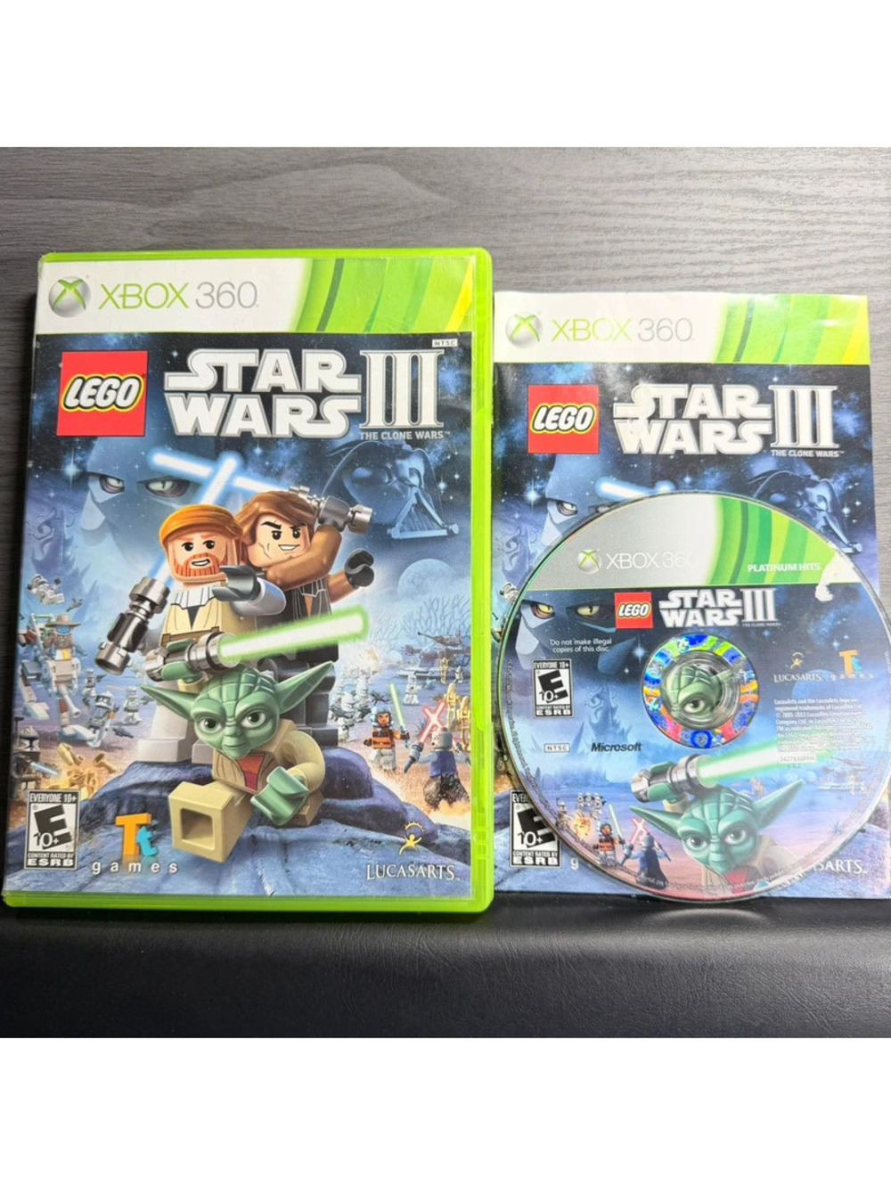 LEGO Star Wars III The Clone Wars Xbox 360 Platinum Hits Disc Case Manual